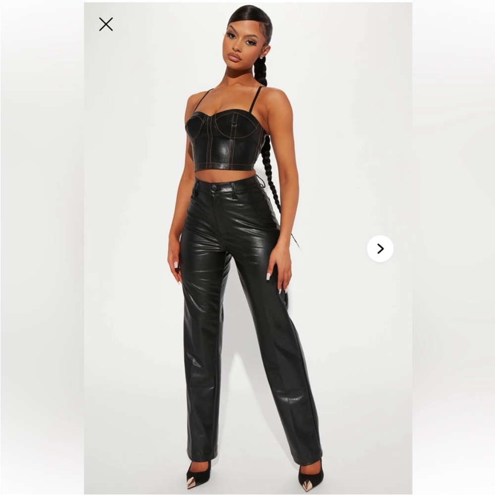 Fashion Nova Black Faux Leather Straight Leg Pants